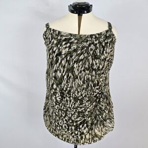 Torrid Camisole Women's 2X Green Adjust Straps Camo Print Mesh Ruched NWT
